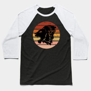 Retro Sunset Lion Head Baseball T-Shirt